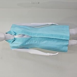 Vintage Alfred Weber Vest dress Aqua Blue, embroidered triming  Size 8